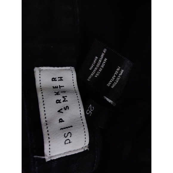 Parker Smith Black Cotton Blend Raw Hem Shark Bite Straight Jeans Size 25 - Picture 8 of 8